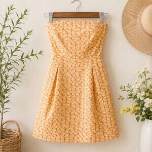 Lilly Pulitzer Felicity Starfruit Yellow Fly Away Eyelet Dress 4 Y2K Sundress